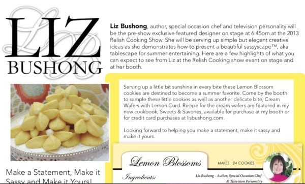 Relish Cooking Show Recipe lizbushong.com