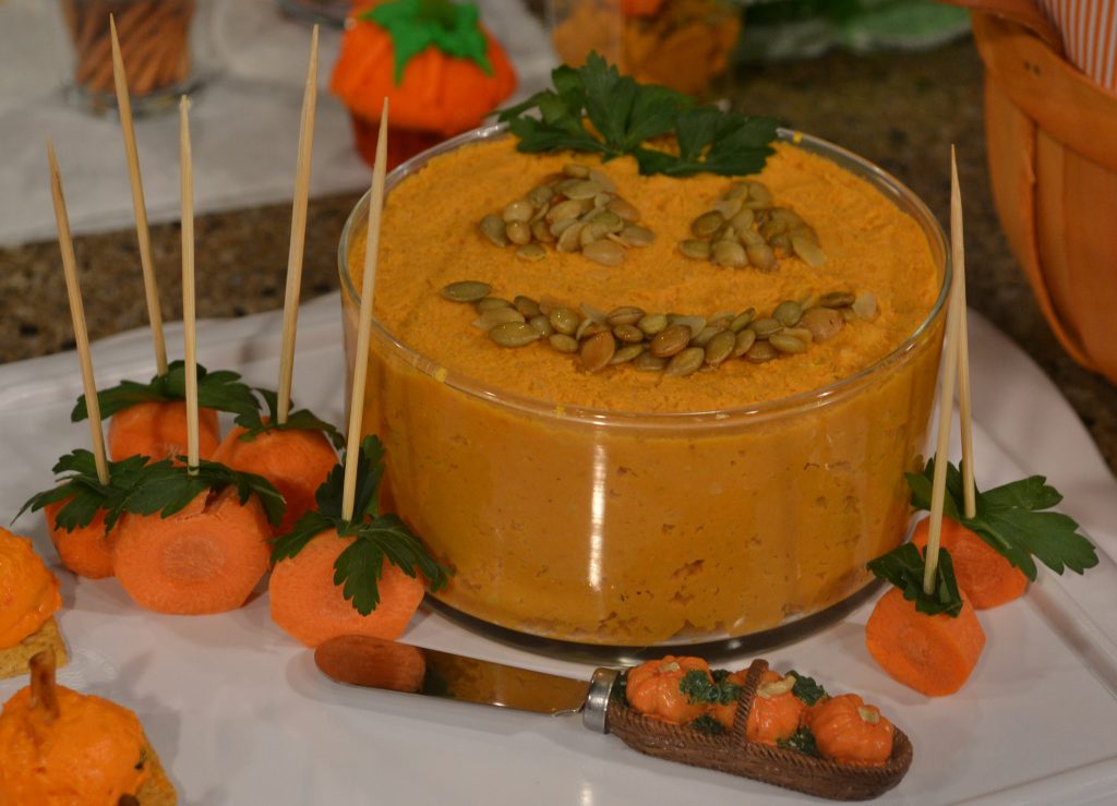 pumpkin hummus with carrot dippers