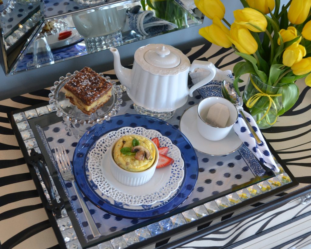 Mothers day breakfast in bed menu tray