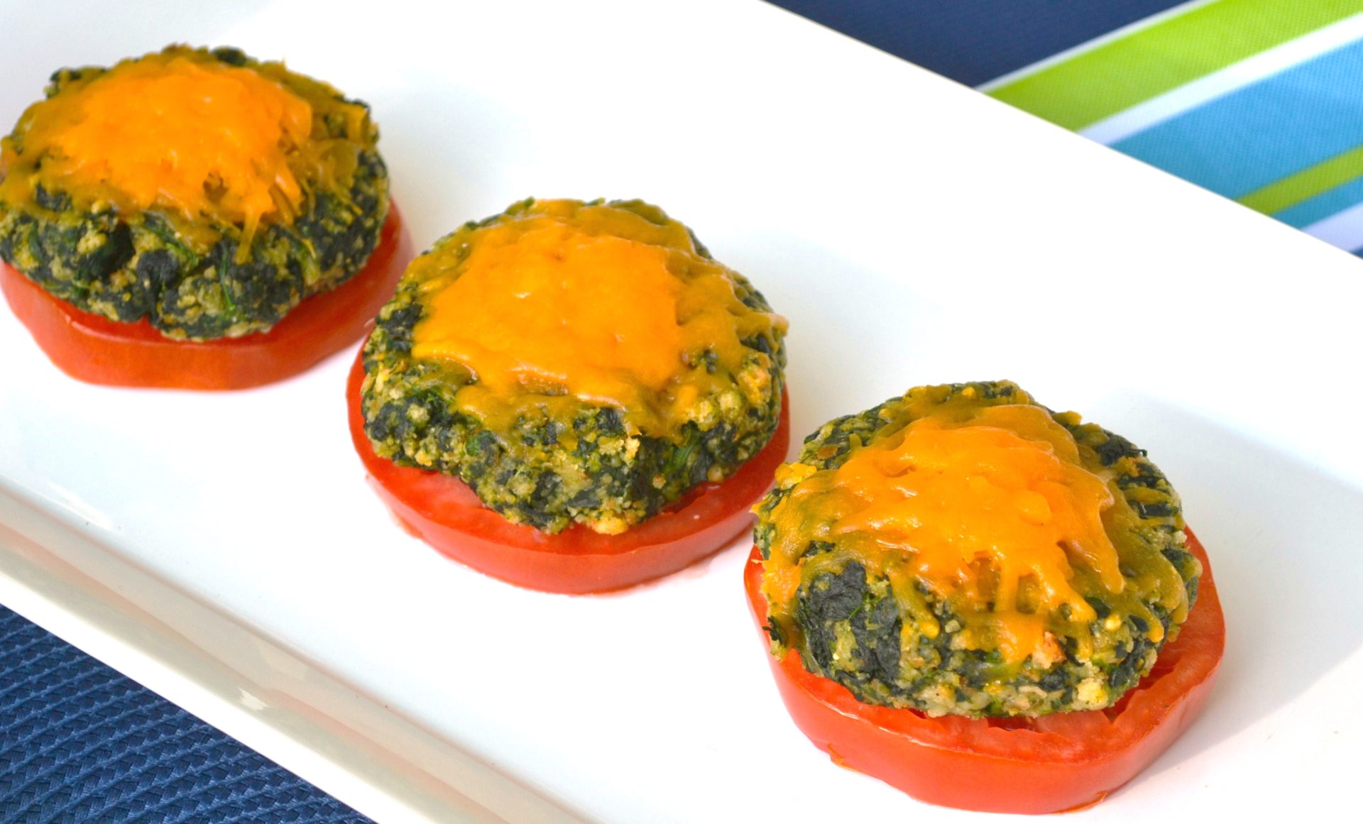 grilled spinach filled tomatoes