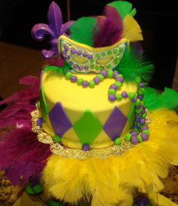 mardi gras cake finished