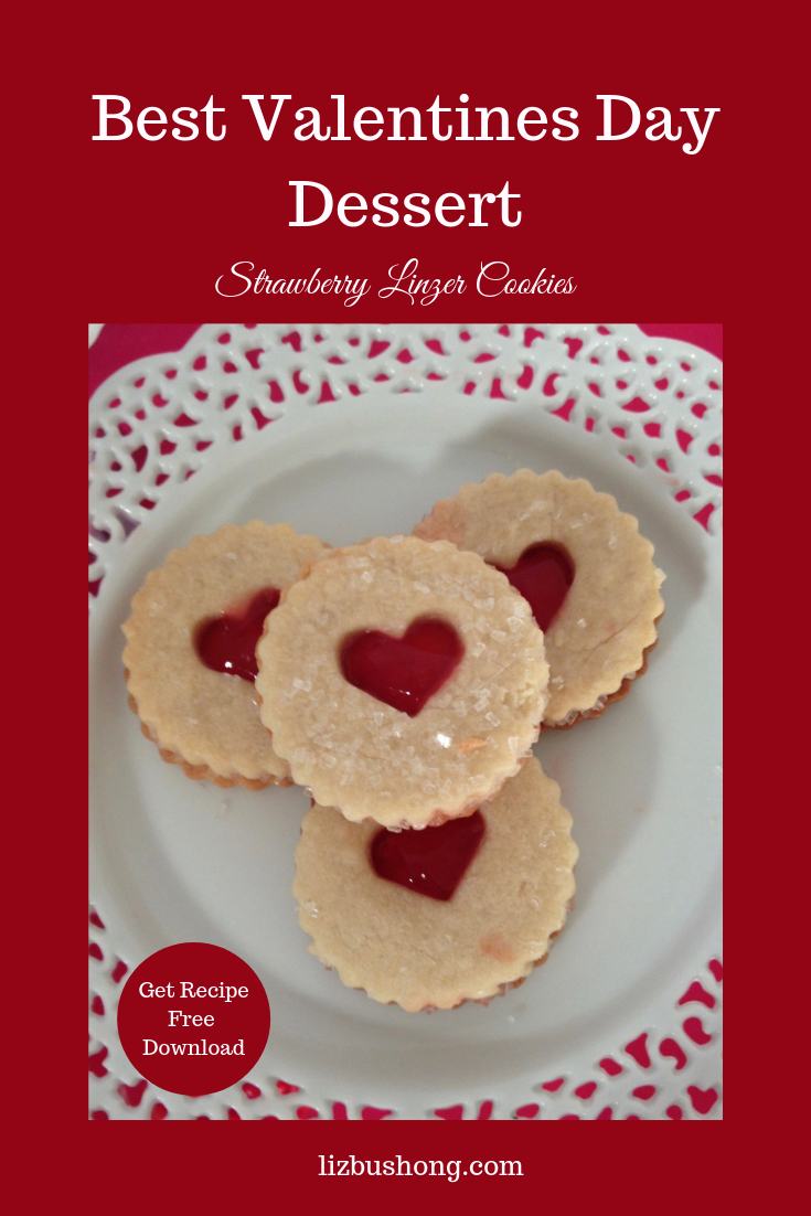 Valentines Day Strawberry Linzer Cookies-lizbushong.com