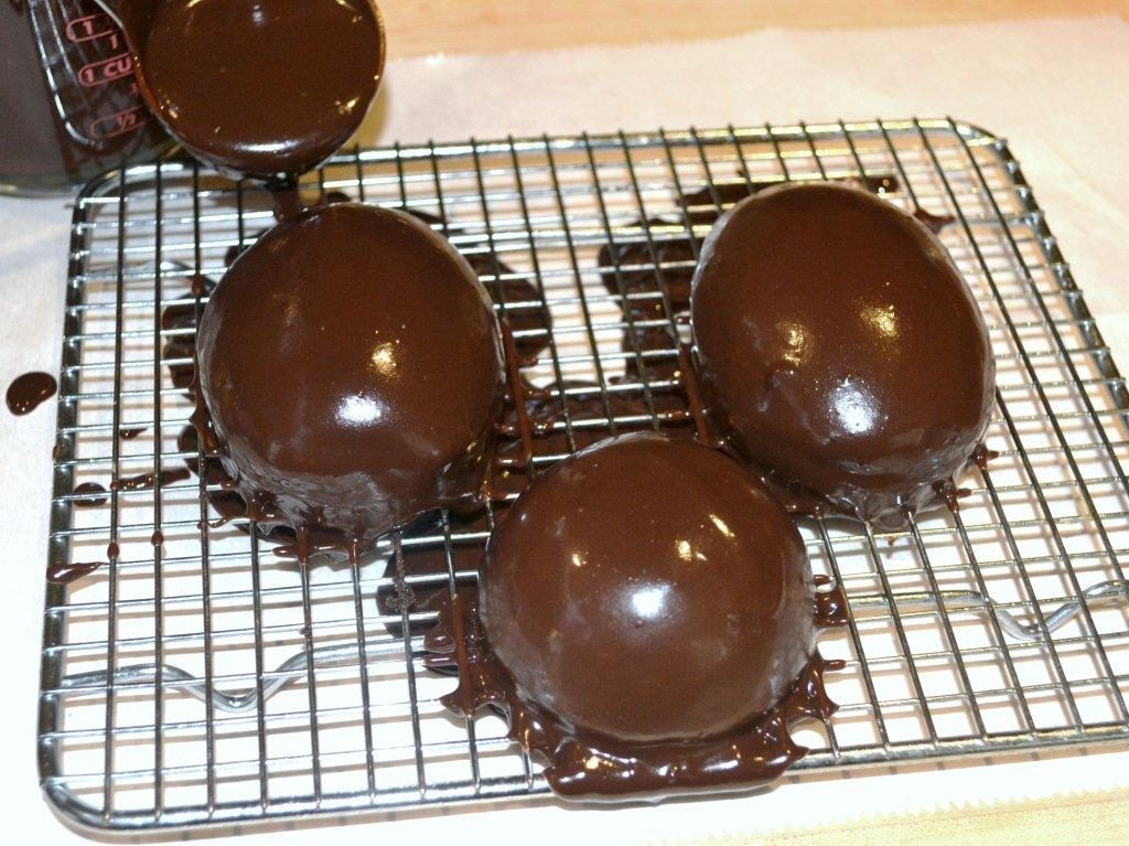 Chocolate Mousse Brownie Cakes with poured ganache