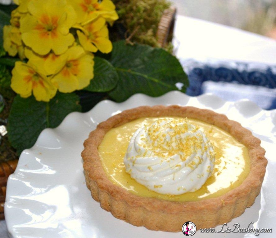 Lemon Almont Tart-white ruffled plate -wwwlizbushong.com