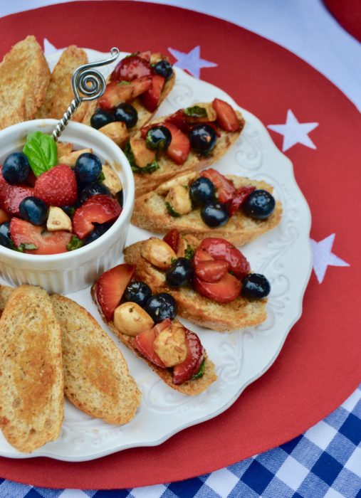 Easy Red, White & Blueberry Caprese Brushetta Recipe - Liz Bushong