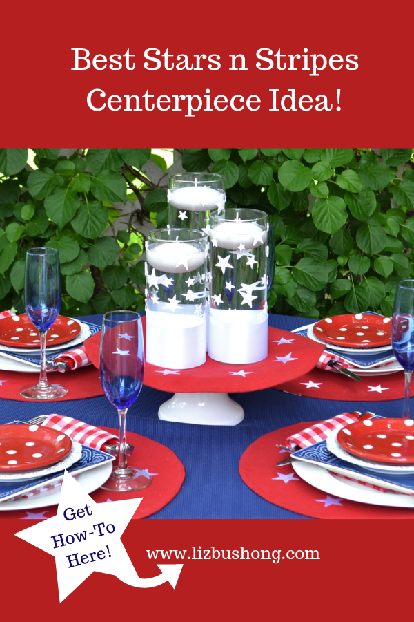 How to make star studded candle centerpiece red, white blue theme lizbushong.com