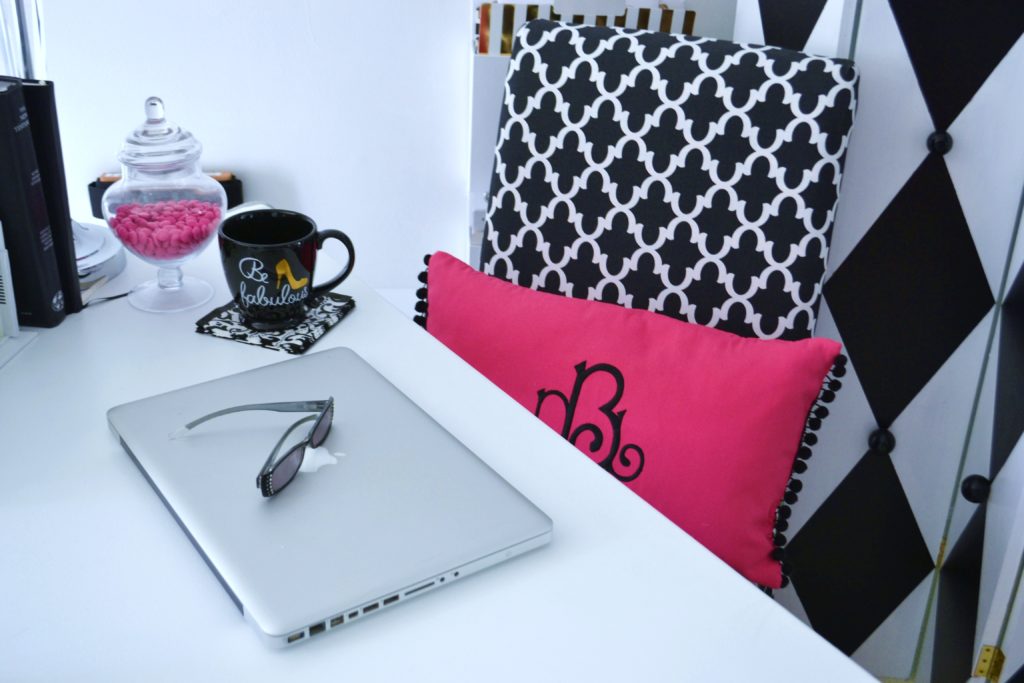 Hot Pink, Black White office- desk top-lizbushong.com