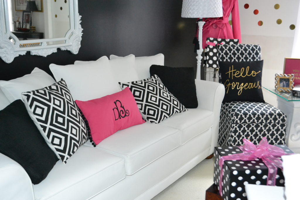 9 Hot Pink Black White Office Decor, Black And Pink Living Room Decor
