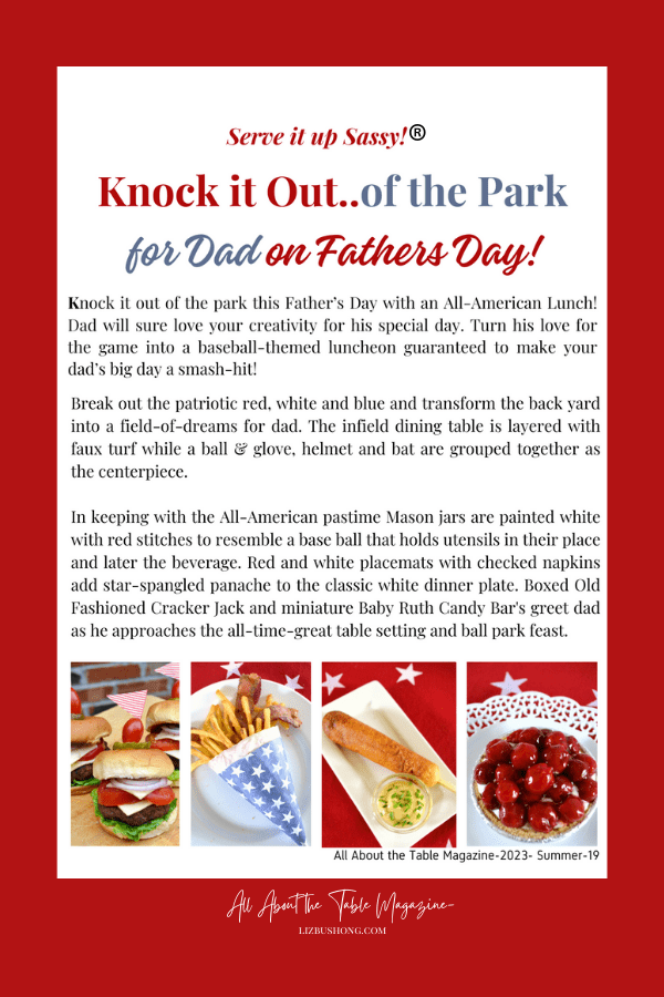 Create a Ball Park themed Tablescape & Menu lizbushong.com