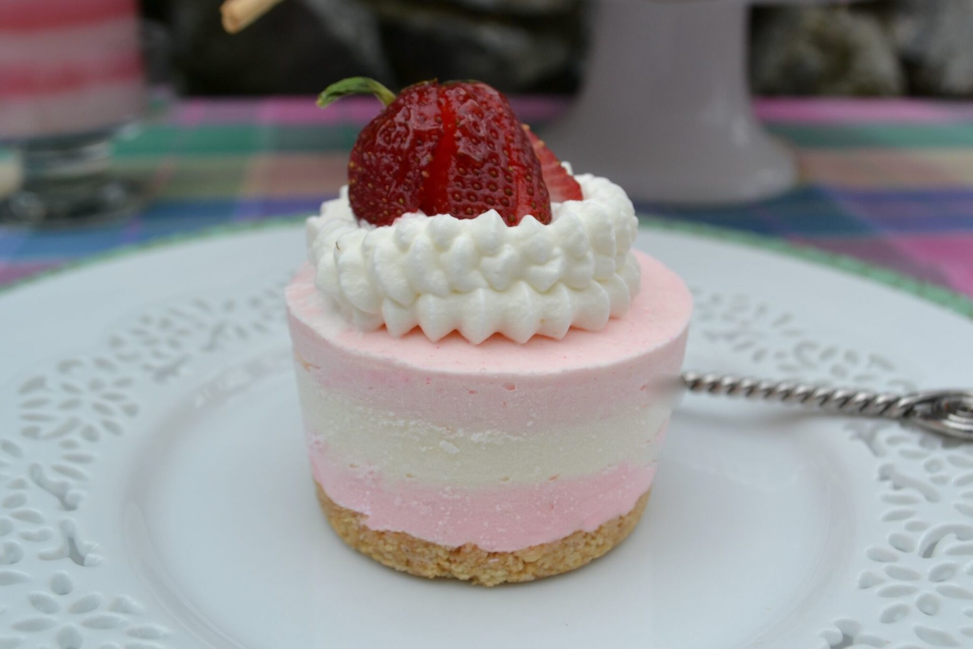 Celebrate Spring Article-No Bake Striped Mini Cheesecakes-lizbushong.com