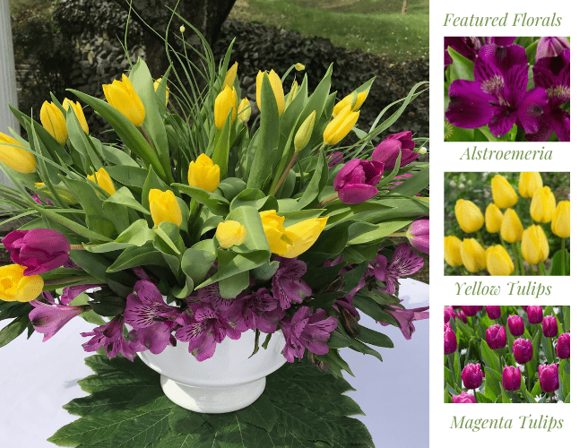 Floral Purple yellow tulip centerpiece lizbushong.com