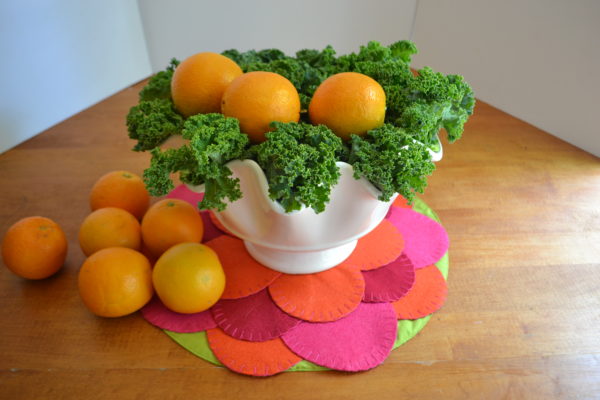 Fruit & Floral Centerpiece- Step 2- oranges added-lizbushong.com