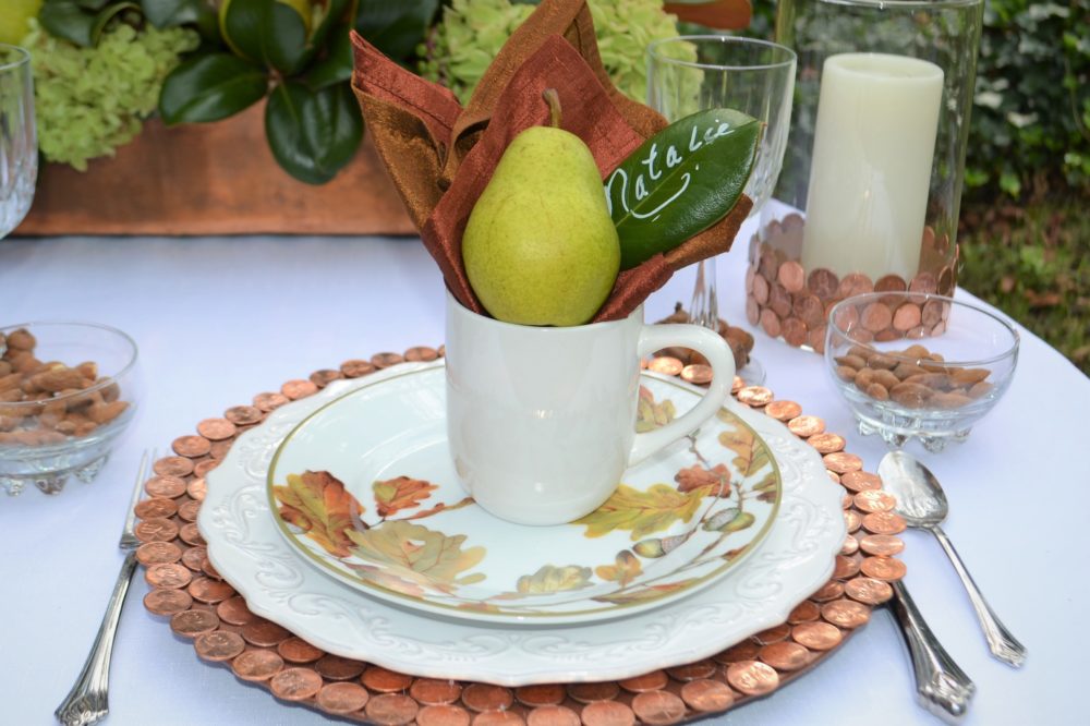 Copper & Bronze tablescape-copper placesetting-lizbushong.com