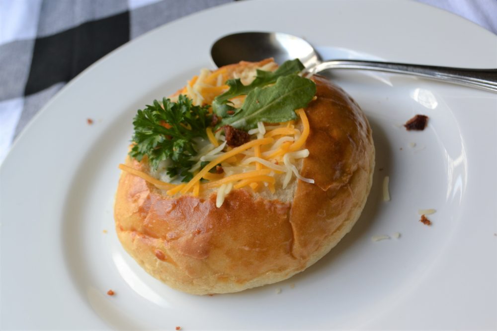 Chicken Mushroom Soup in Edible Bread Bowl lizbushong. com.jpg