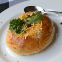 Chicken Mushroom Soup in Edible Bread Bowl lizbushong. com.jpg