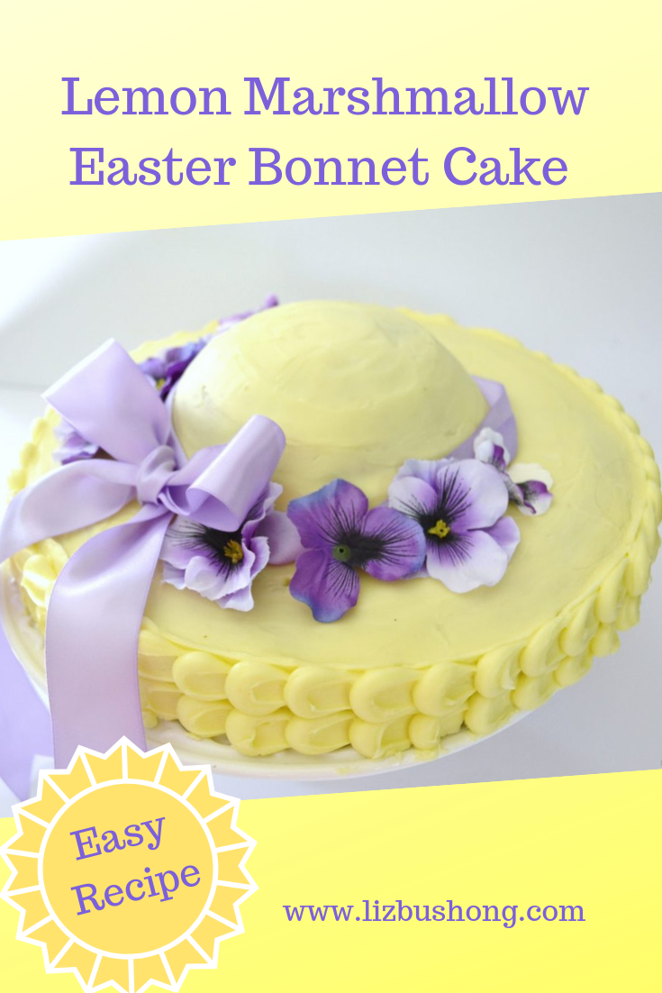 Lemon Marshmallow Easter Bonnet Cake lizbushong.com