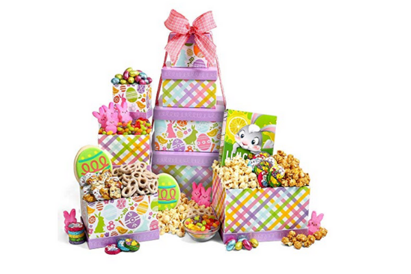 orange, green and yellow are perfect for Easter. Pile small candies in individual printed “cups” to keep them from spilling, and nestle each type of candy in the grass.