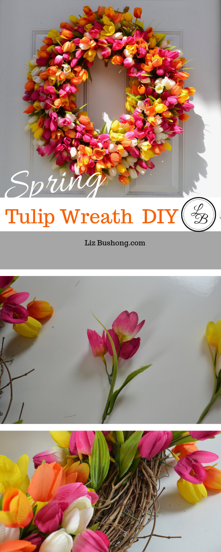 How to Make Spring Tulip Wreath lizbushong.com