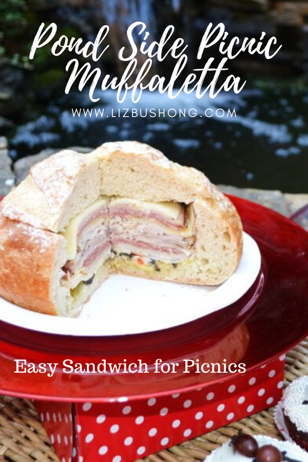 Summer Entertaining Pond Side picnic muffaletta lizbushong.com