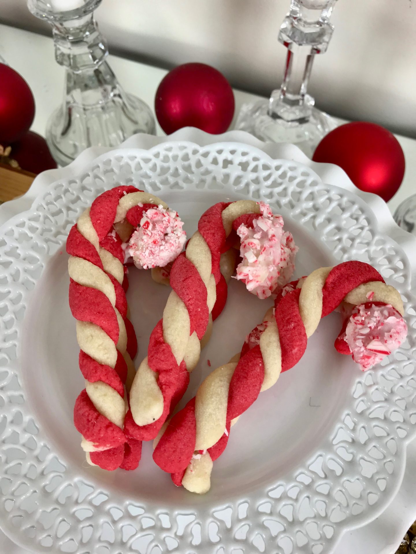 Candy Cane Shaped Sugar Cookies - Liz Bushong