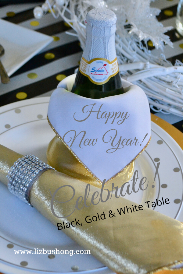 Celebrate New Year with Gold, Black and White Table lizbushong.com