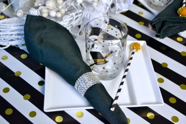 Gold, Black & White New Year's Table Idea - Liz Bushong