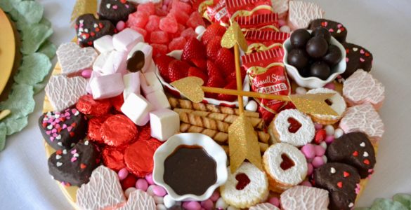 Valentine Dessert Board Cakes and Candies lizbushong.com