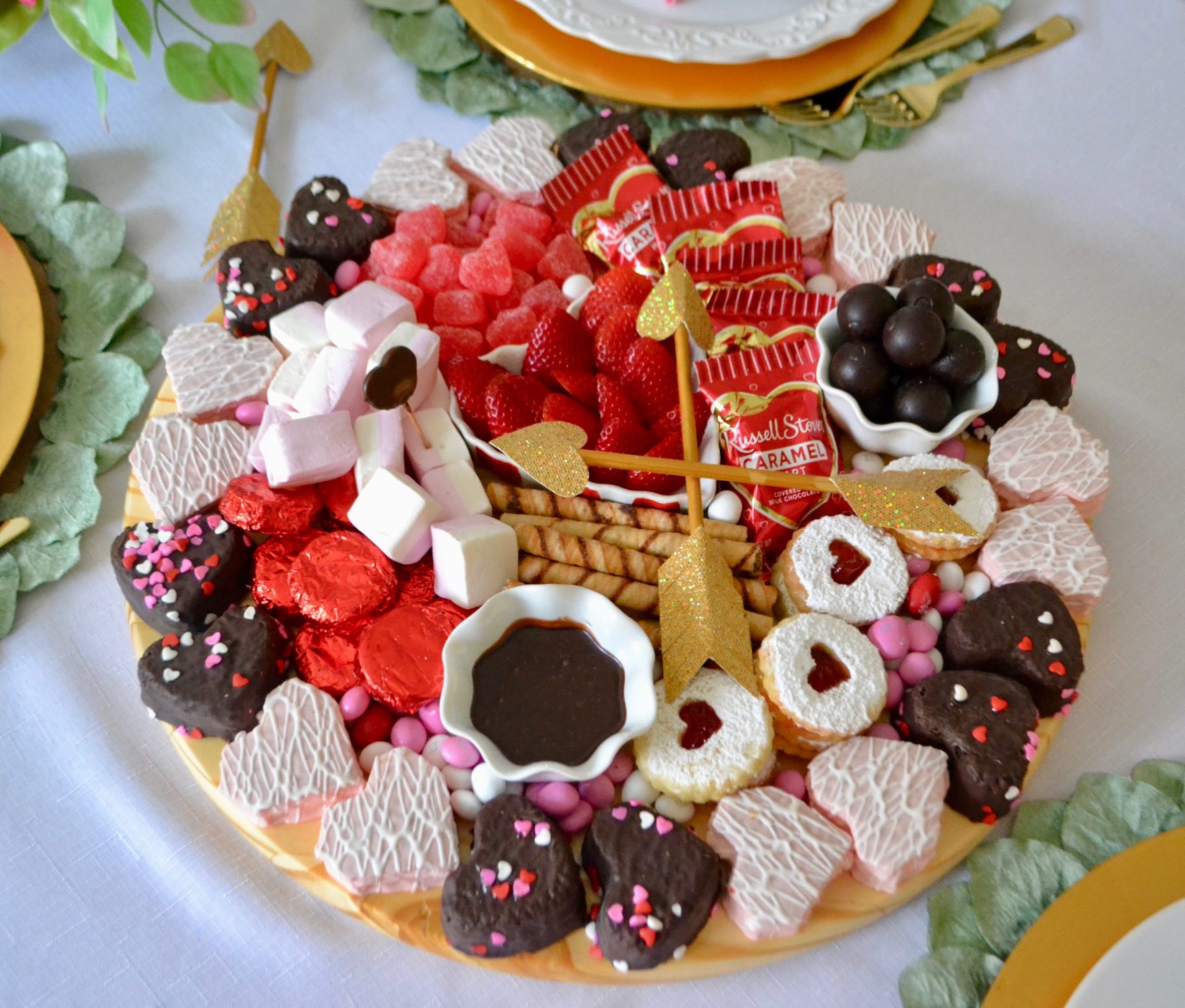 Valentine Dessert Board Cakes and Candies lizbushong.com
