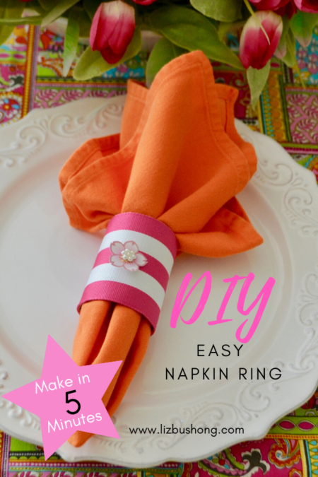 5 Minute DIY Wired Ribbon Napkin Ring - Liz Bushong