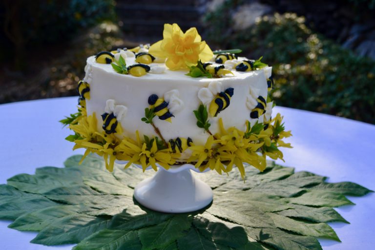 Honey Bee Cake with Sweet Whipped Cream Frosting