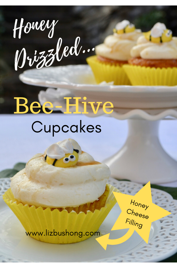 Honey Bee Cupcakes with Honey Cream Filling