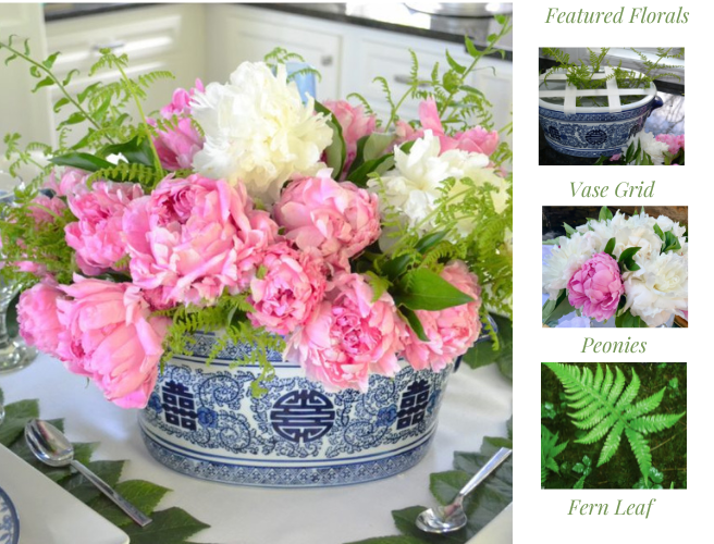 Floral Tutorial Peony Fern Centerpiece lizbushong.com