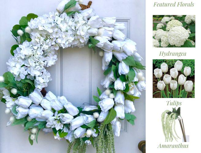 Spring DIY Wreath|Green & White Faux Tulips