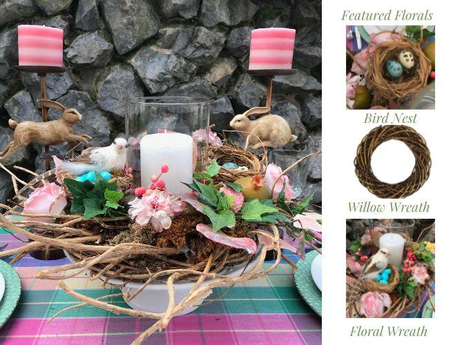 Spring Twig Wreath & Candle Centerpiece