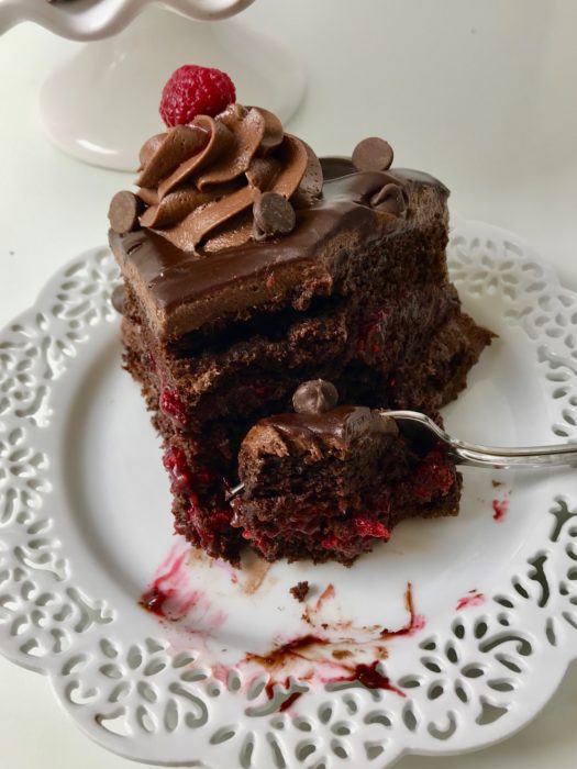 Chocolate Raspberry Layer Cake lizbushong.com