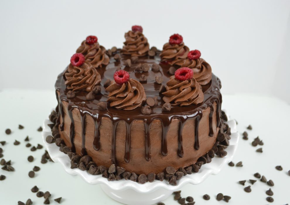 Chocolate Raspberry Layer Cake lizbushong.com