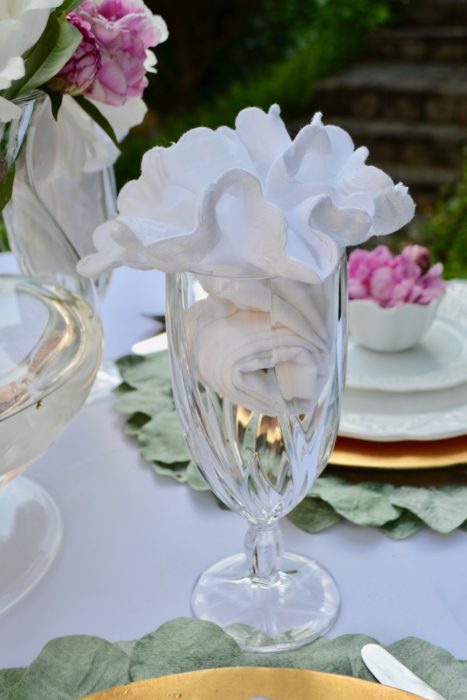 Standing Peony Napkin Fold lizbushong.com