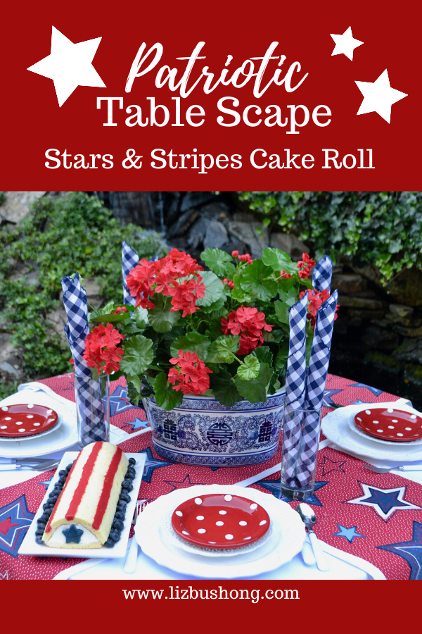 Patriotic Table Scape featuring Half Cake Roll lizbushong.com