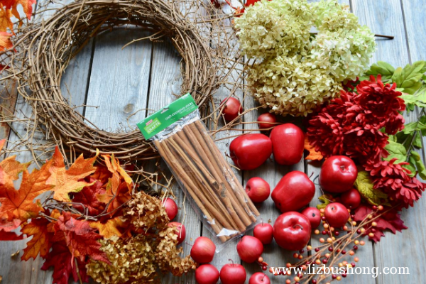 Fall Apple Wreath Supplies lizbushong.com