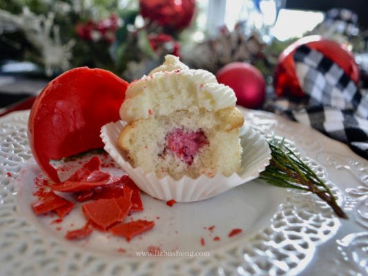 White Chocolate Cranberry Filled Cupcakes lizbushong.com