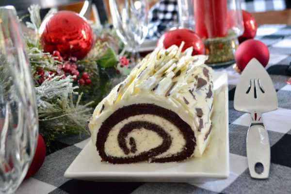 Birch Bark Chocolate Raspberry Yule Log lizbushong.com