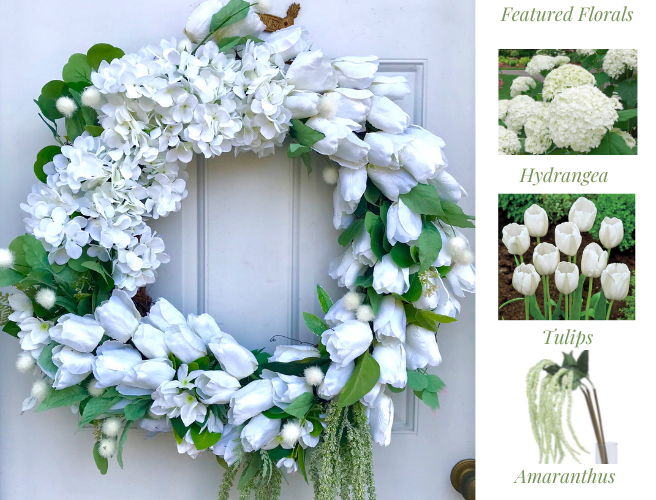 Floral Tutorial White Hydrangea, Tulip Wreath lizbushong.com