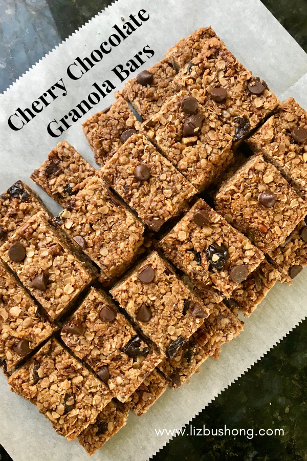 Cherry Chocolate Granola bars lizbushong.com