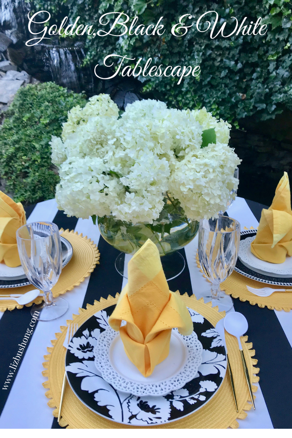 Cabin Tablescape  Black, Yellow, and White Table Decor