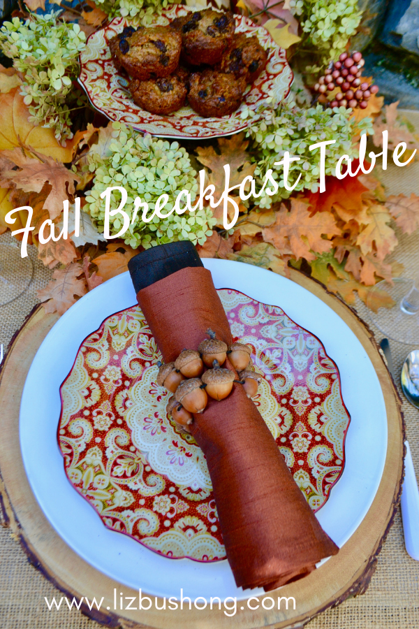 Fall breakfast table setting raisin bran muffins lizbushong.com