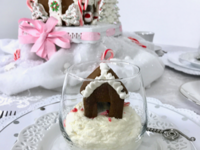 Gingerbread mini house with mousse in dessert cup lizbushong.com