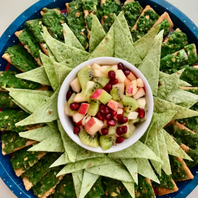 Holiday Pomegranate Salsa with Grinch Grahams