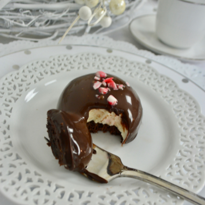 Chocolate Ganache Peppermint Cheesecake Dome Dessert