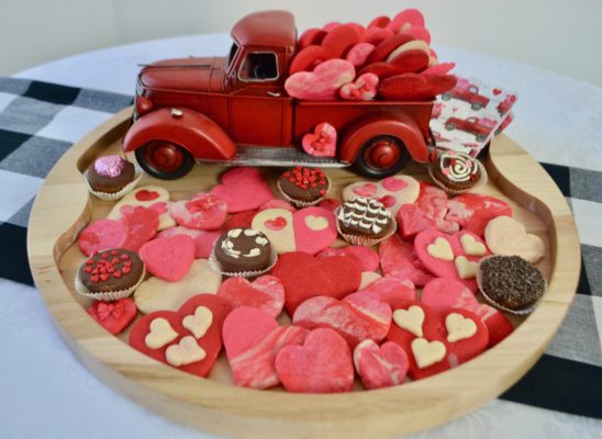 Valentine Butter Cookies in red truck board lizbushong.com