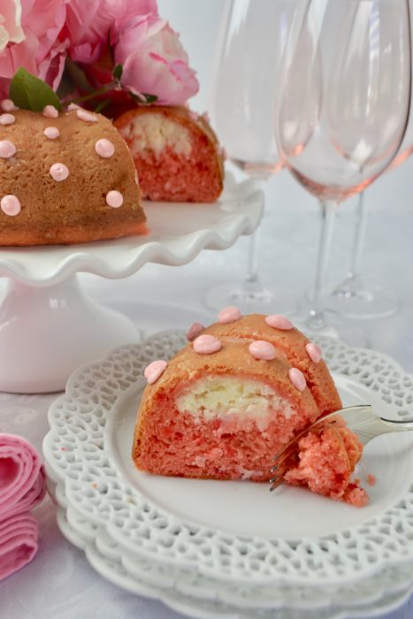 Strawberry Coconut Hobnail bundt cake recipe lizbushong.com